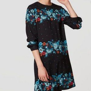 LOFT Floral Back Pleat Dress, Size XS Petite